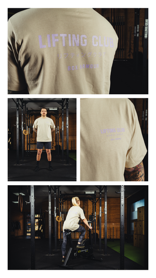 Unisex Oversized Lifting Club Tee Sand