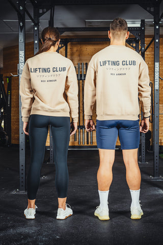Unisex Oversized Lifting Club Fleece Lined Sweater Apricot