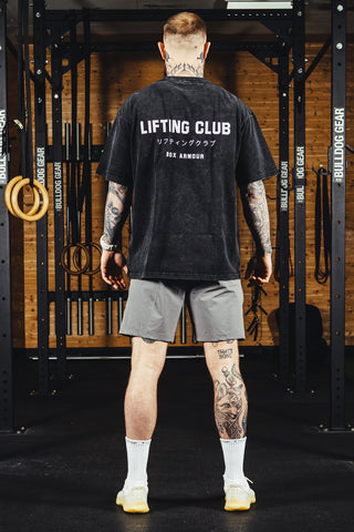 Unisex Oversized Lifting Club Tee Washed Black