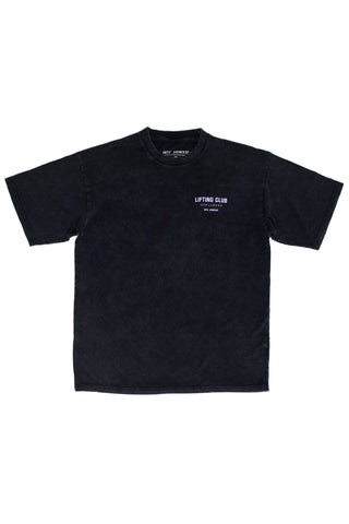 Unisex Oversized Lifting Club Tee Washed Black