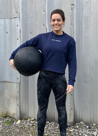 Ultra Premium Organic Cropped Crew Sweater French Navy Heather