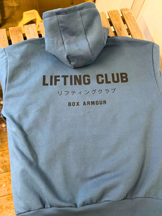 Unisex Lifting Club Fleece Lined Hoodie Airforce Blue