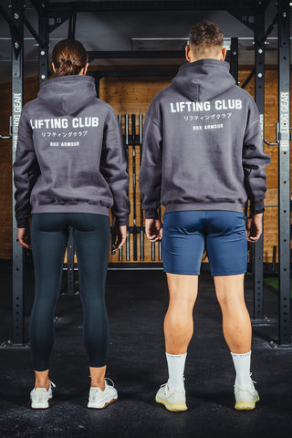 Unisex Oversized Lifting Club Fleece Lined Hoodie Anthracite
