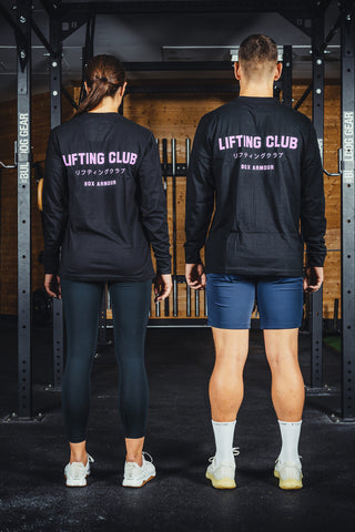 Unisex Lifting Club Long Sleeve Tee Black