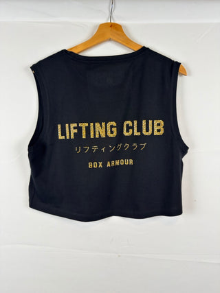 Black and Leopard Lifting Club Cropped Tank
