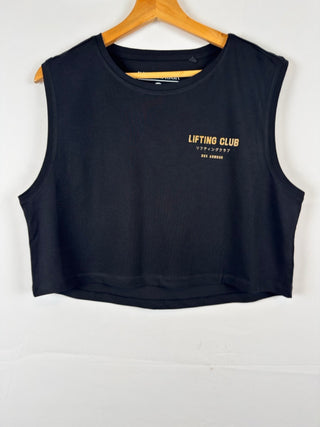 Black and Leopard Lifting Club Cropped Tank