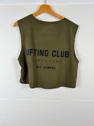 Khaki Lifting Club Cropped Tank