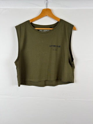 Khaki Lifting Club Cropped Tank