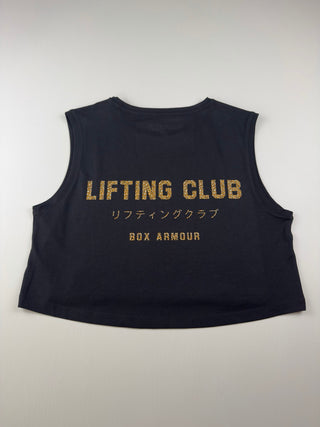 Black and Leopard Lifting Club Cropped Tank