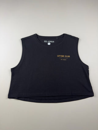 Black and Leopard Lifting Club Cropped Tank