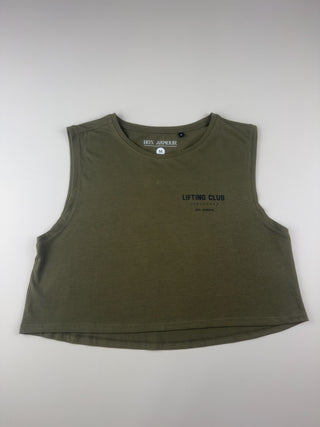 Khaki Lifting Club Cropped Tank