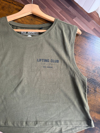 Khaki Lifting Club Cropped Tank