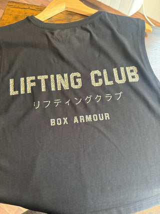 Black and Leopard Lifting Club Cropped Tank