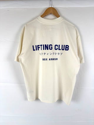 Unisex Lifting Club Drop Shoulder Tee Cream and Ultramarine