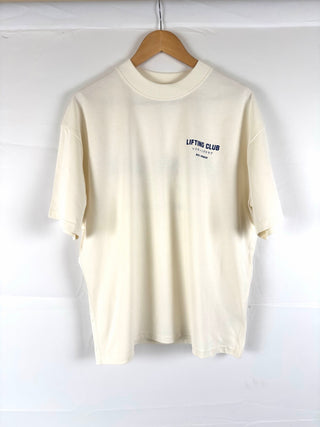 Unisex Lifting Club Drop Shoulder Tee Cream and Ultramarine