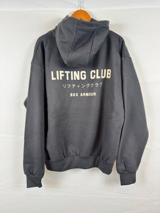 Unisex Lifting Club Fleece Lined Hoodie Charcoal