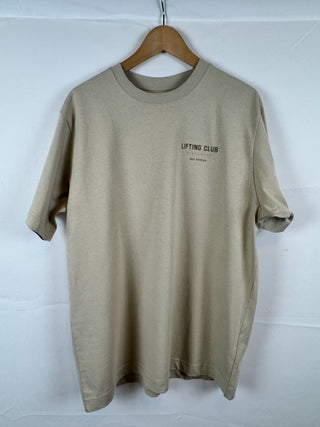 Unisex Oversized Lifting Club Tee - Sand and Leopard Print