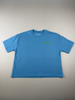 Training Club Boxy Tee Aqua Blue and Lime Green