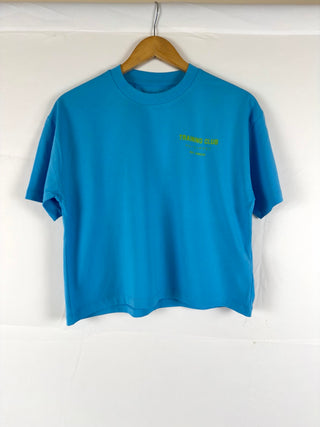 Training Club Boxy Tee Aqua Blue and Lime Green