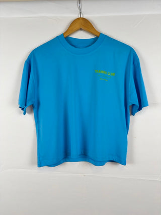 Training Club Boxy Tee Aqua Blue and Lime Green