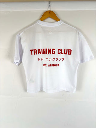 Training Club Boxy Tee White and Bright Red