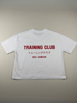 Training Club Boxy Tee White and Bright Red