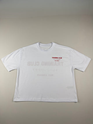 Training Club Boxy Tee White and Bright Red