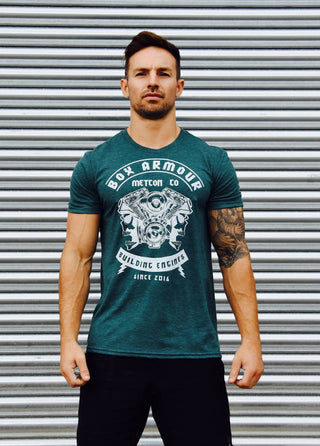 Building Engines Mens Dark Heather Green Tri Blend Tee