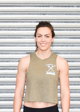 Olive Pain Cave Cropped Racerback